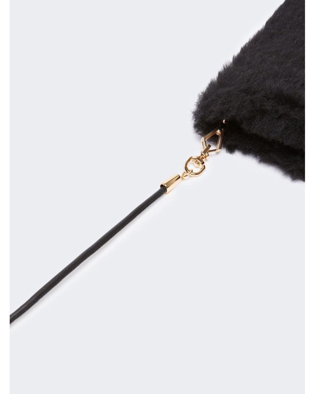 Max Mara Black Ombrato Teddy Neck Strap Mittens