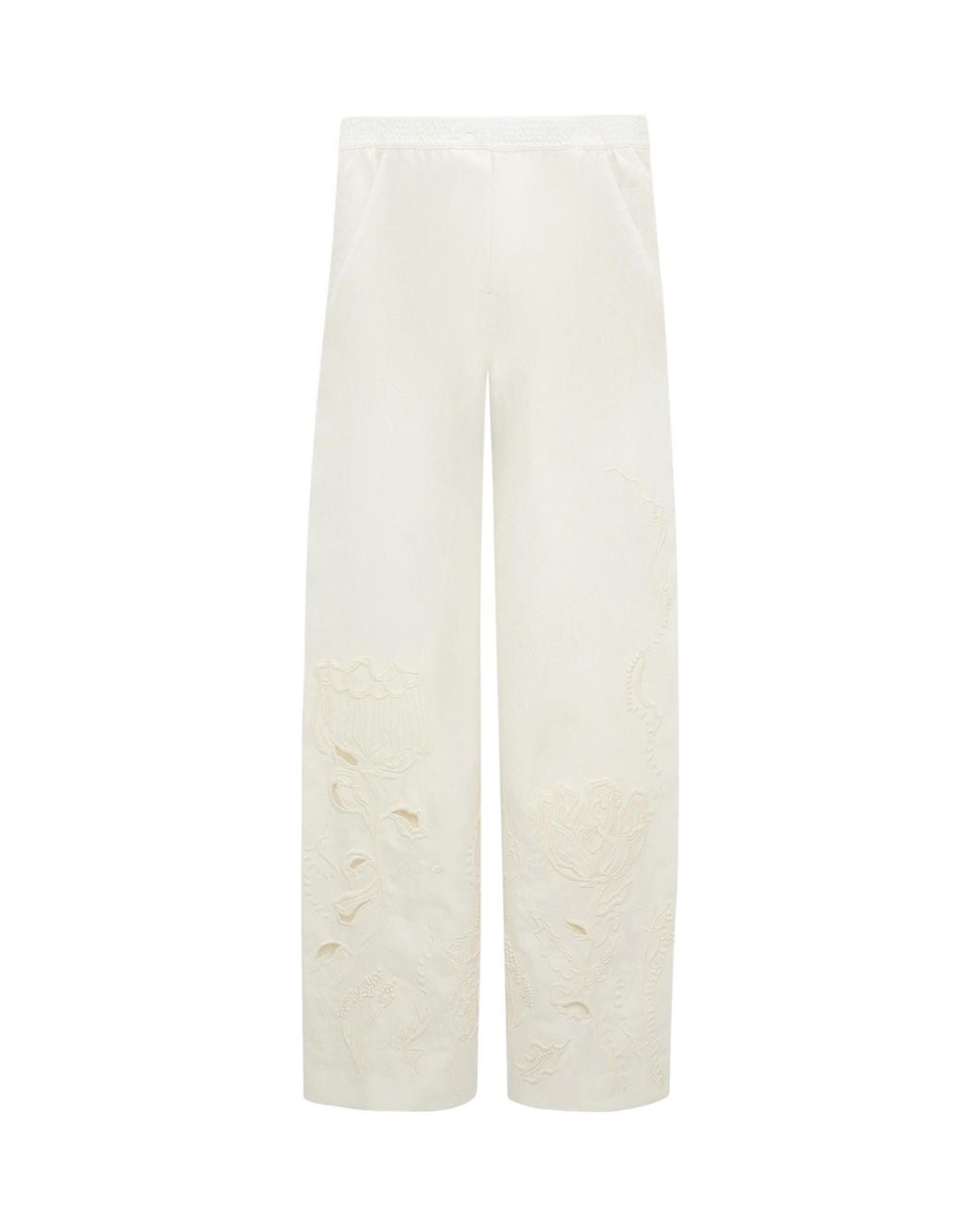 Dorothee Schumacher White Embroidered Linen Trousers