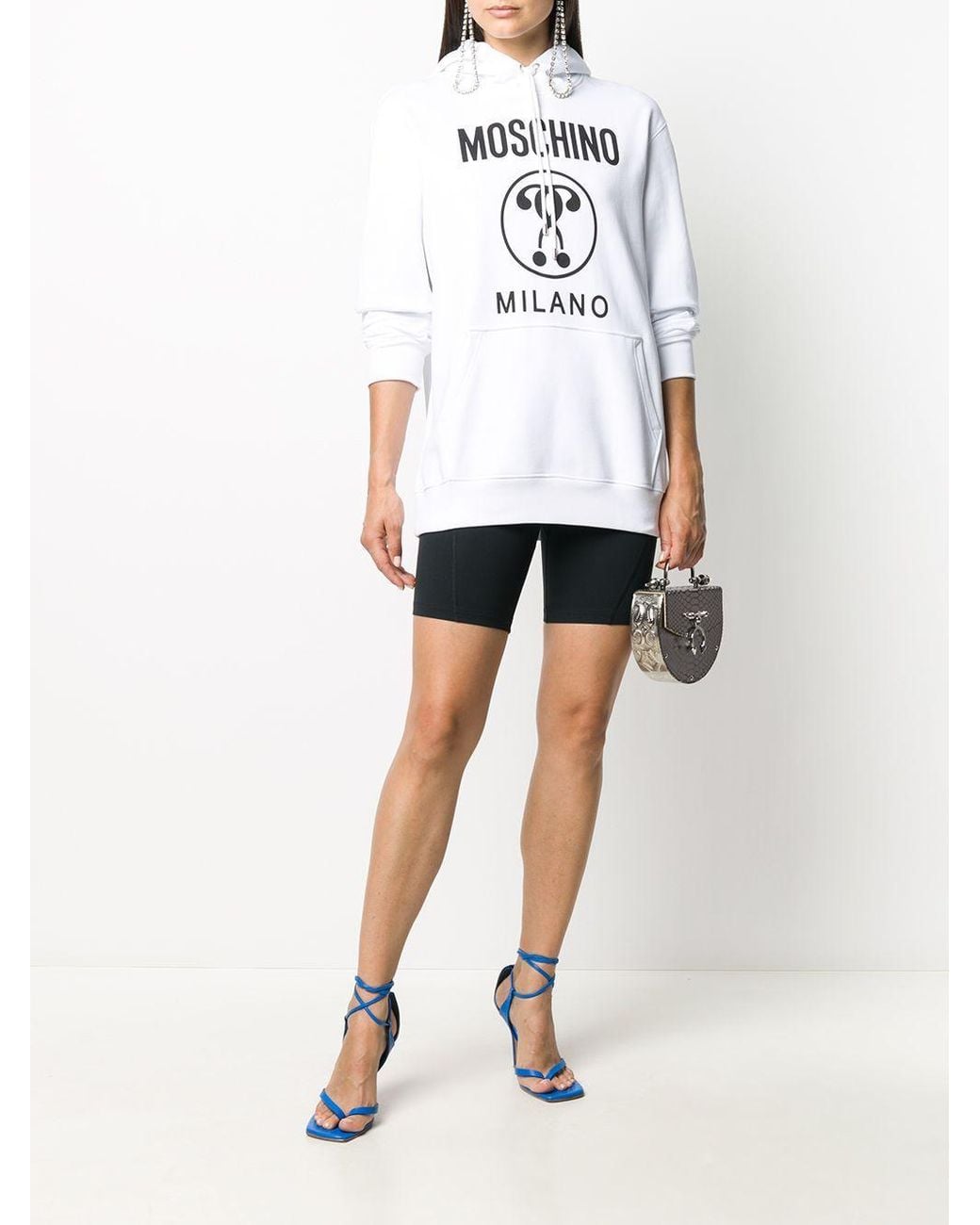 Moschino White Logo Printed Hooded Sweater