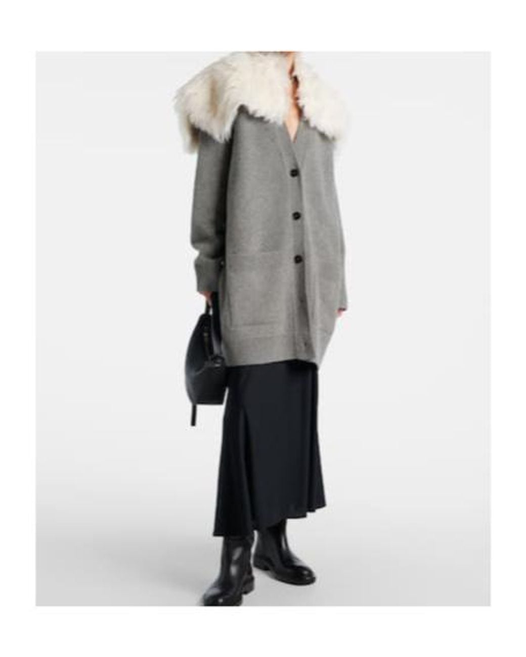 Jil Sander Gray Wool, Cotton, And Cashmere-Blend Cardigan