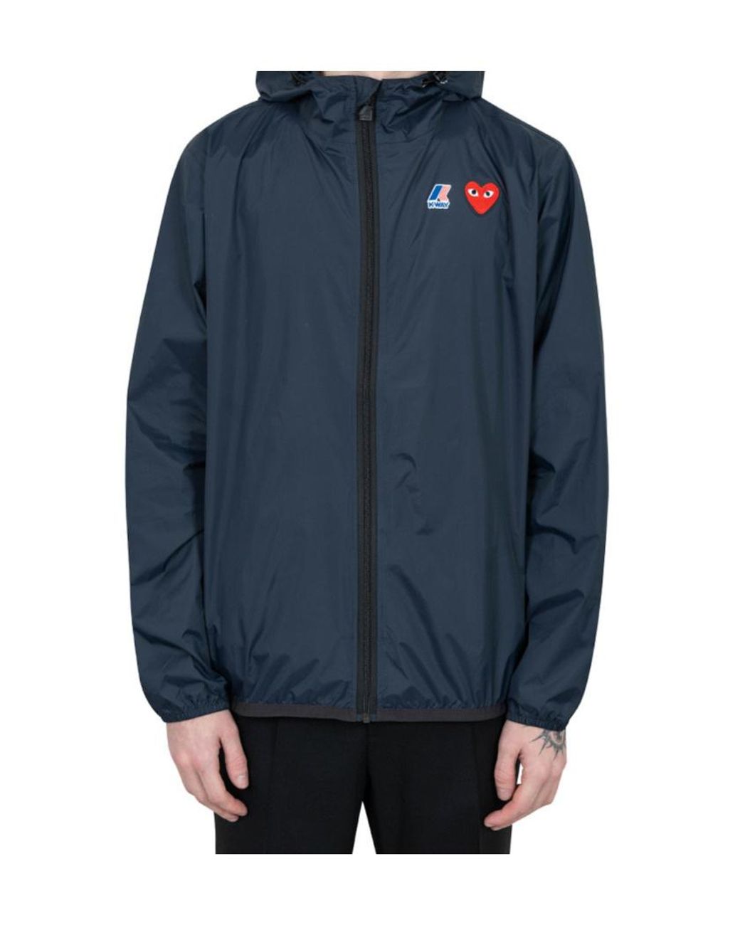 COMME DES GARÇONS PLAY Blue Comme Des Garçons Play Logo Detailed Hooded Jacket for men