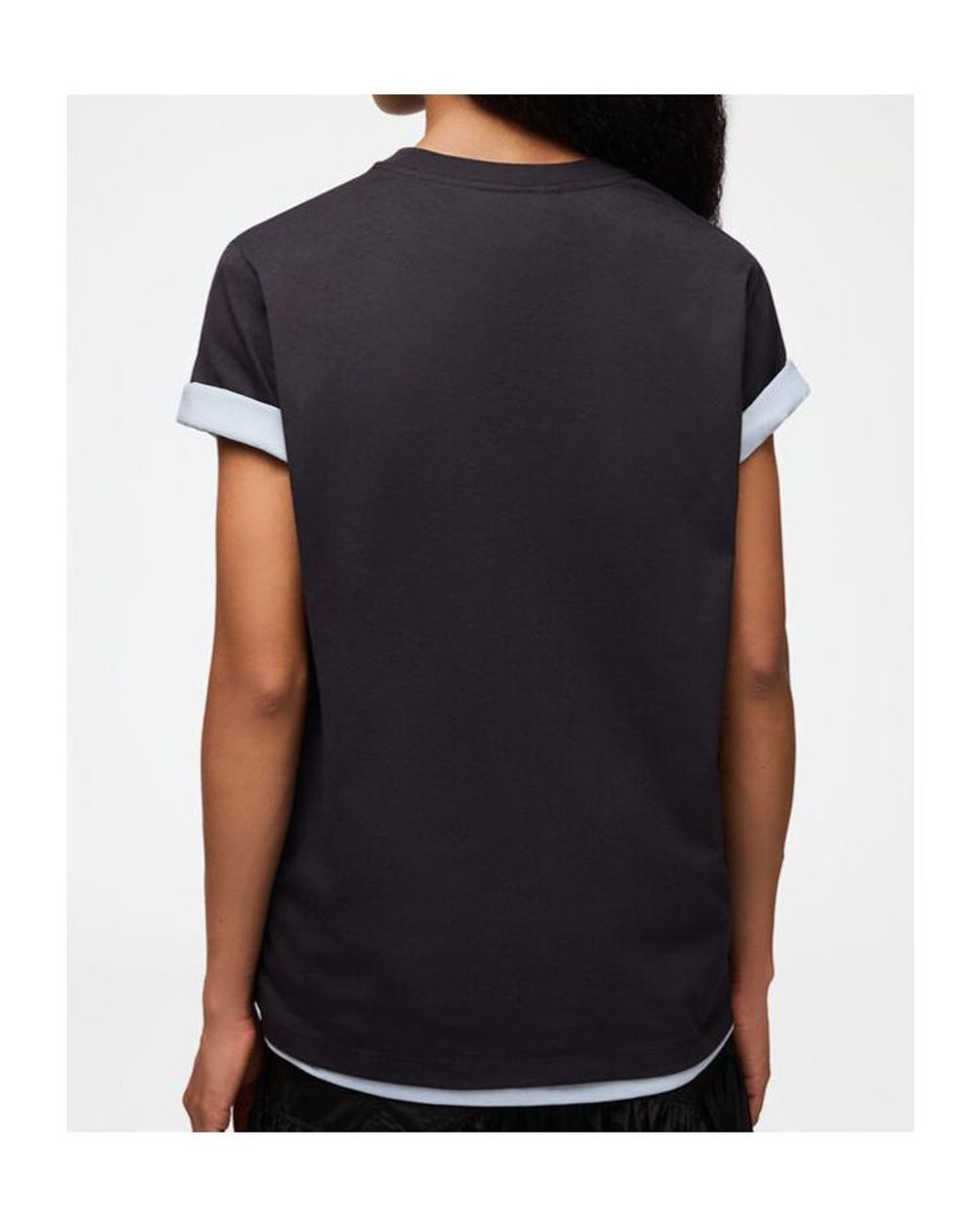 Ganni Black Relaxed Organic Cotton T-Shirt Flower