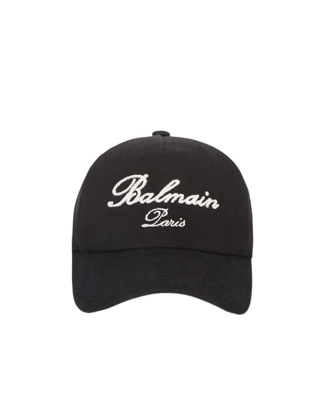 Balmain Black Logo Signature Baseball Cap for men