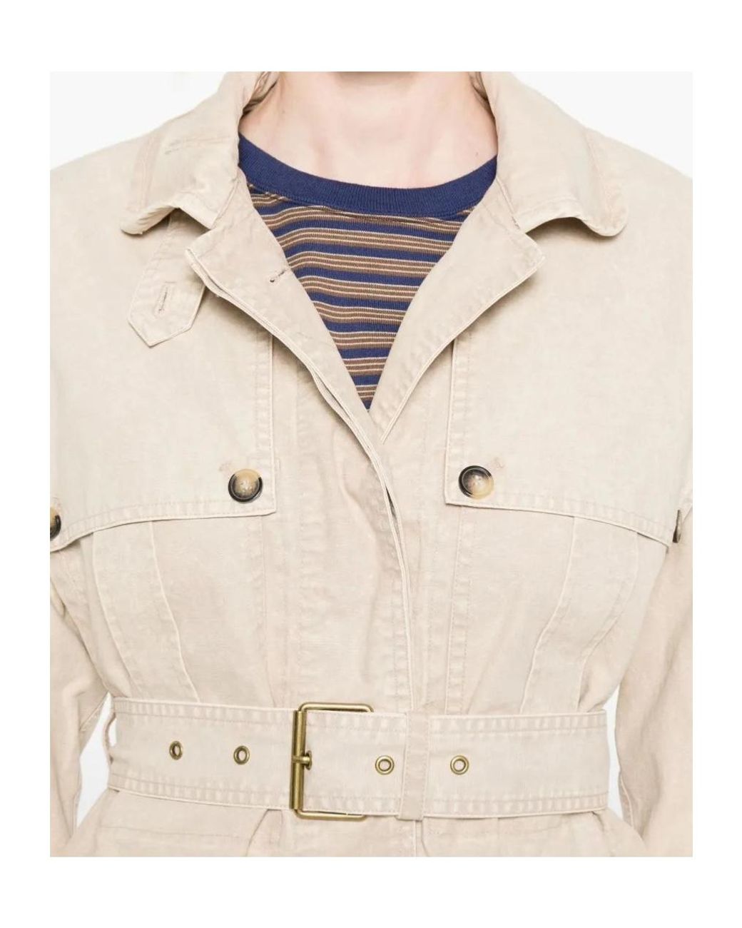 Isabel Marant Natural Belted Flap-Pocket Jacket