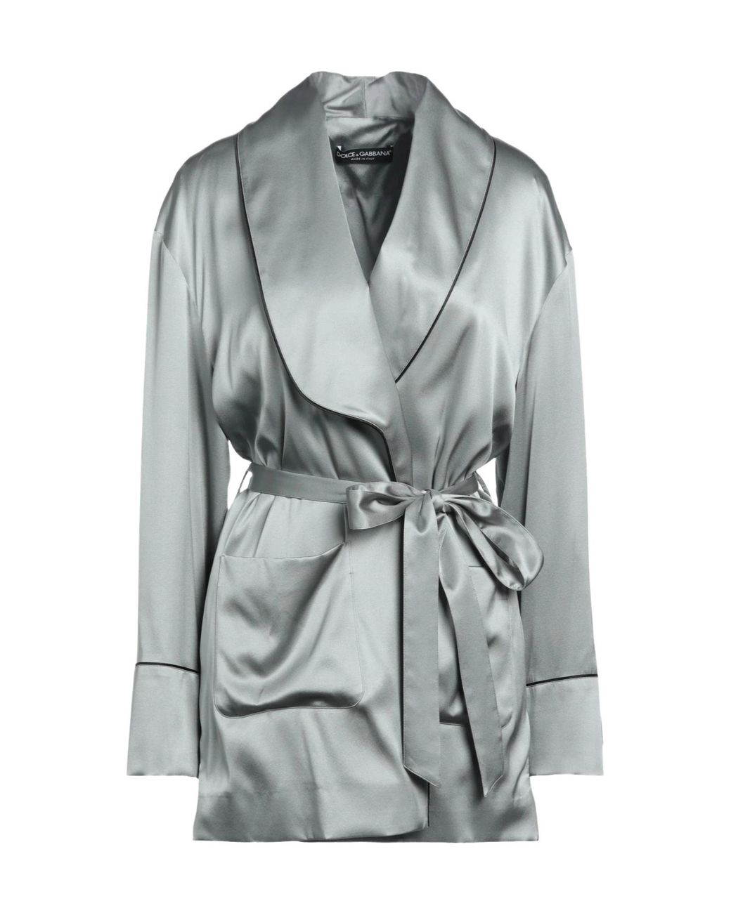 Dolce & Gabbana Gray Color-Blocked Satin Home Top