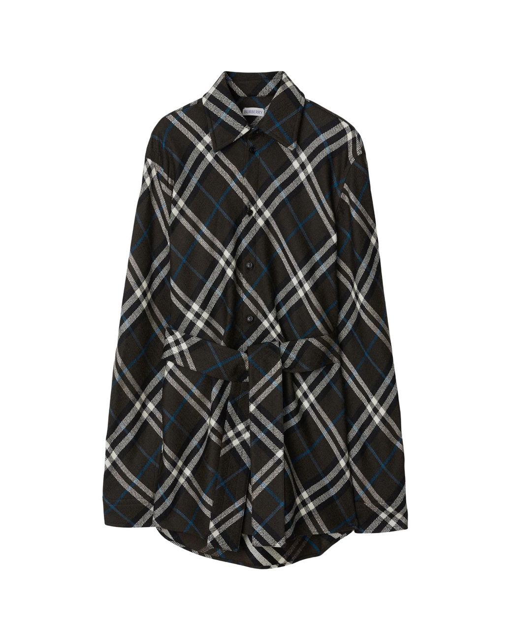 Burberry Black Check-Pattern Buttoned Belted Shirt