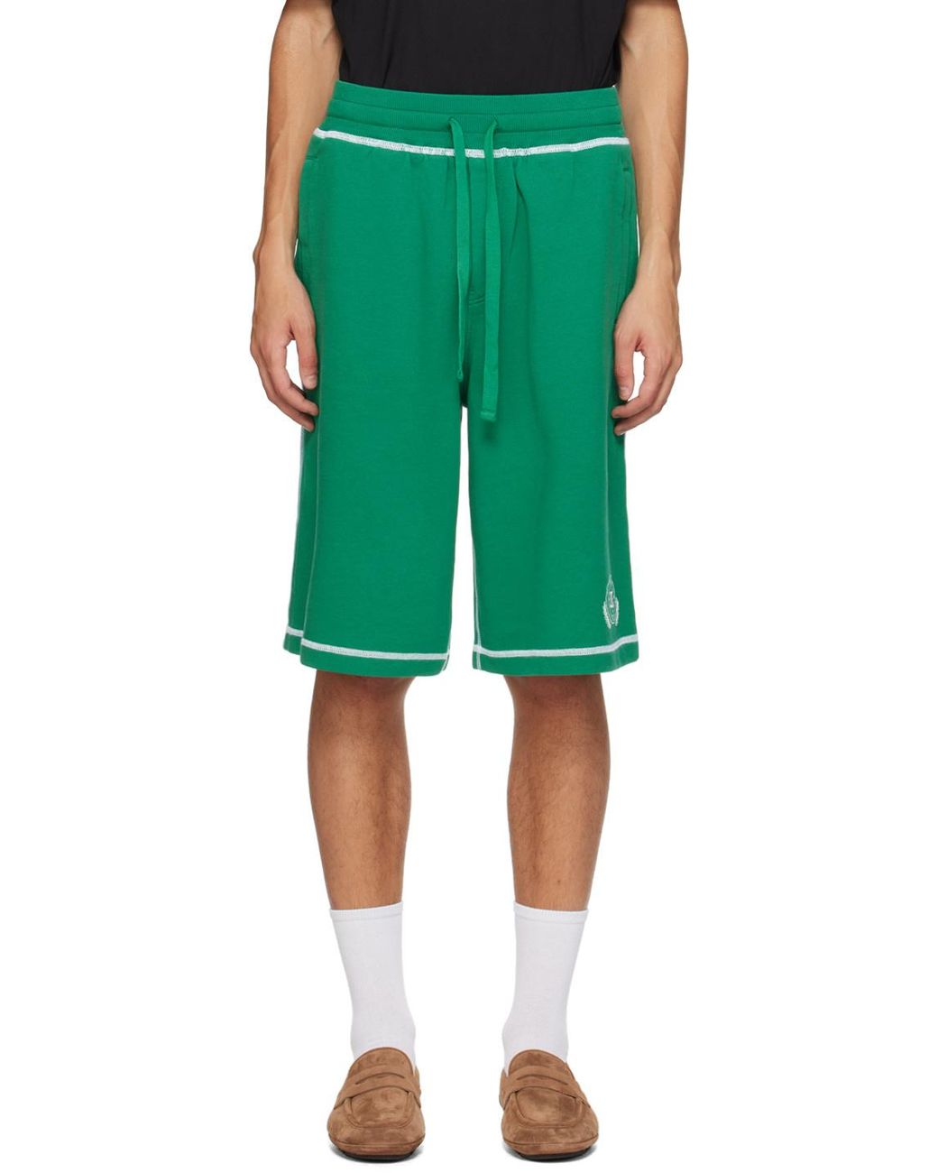 Dolce & Gabbana Green Logo Printed Bermuda Shorts for men