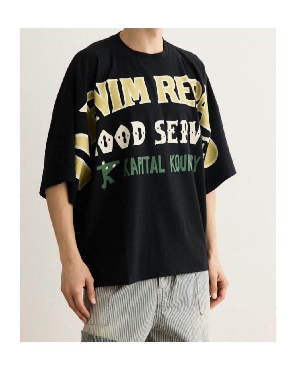 Kapital Black Logo-Print Cotton T-Shirt for men
