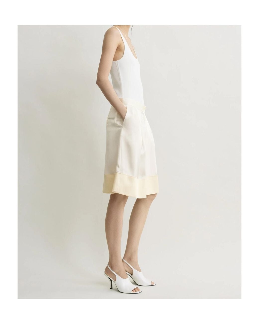 Totême Natural Totême Contrast Satin-Trim Skirt