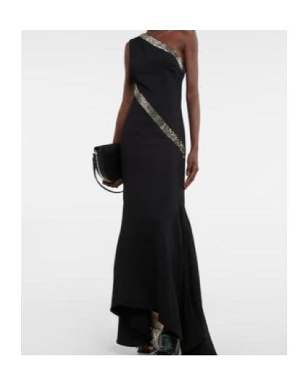 Stella McCartney Black Embellished One-Shoulder Maxi Dress
