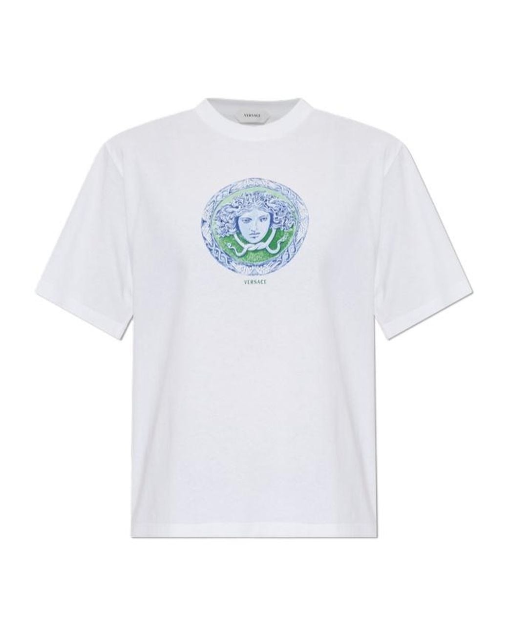Versace White Logo-Printed Crewneck T-Shirt