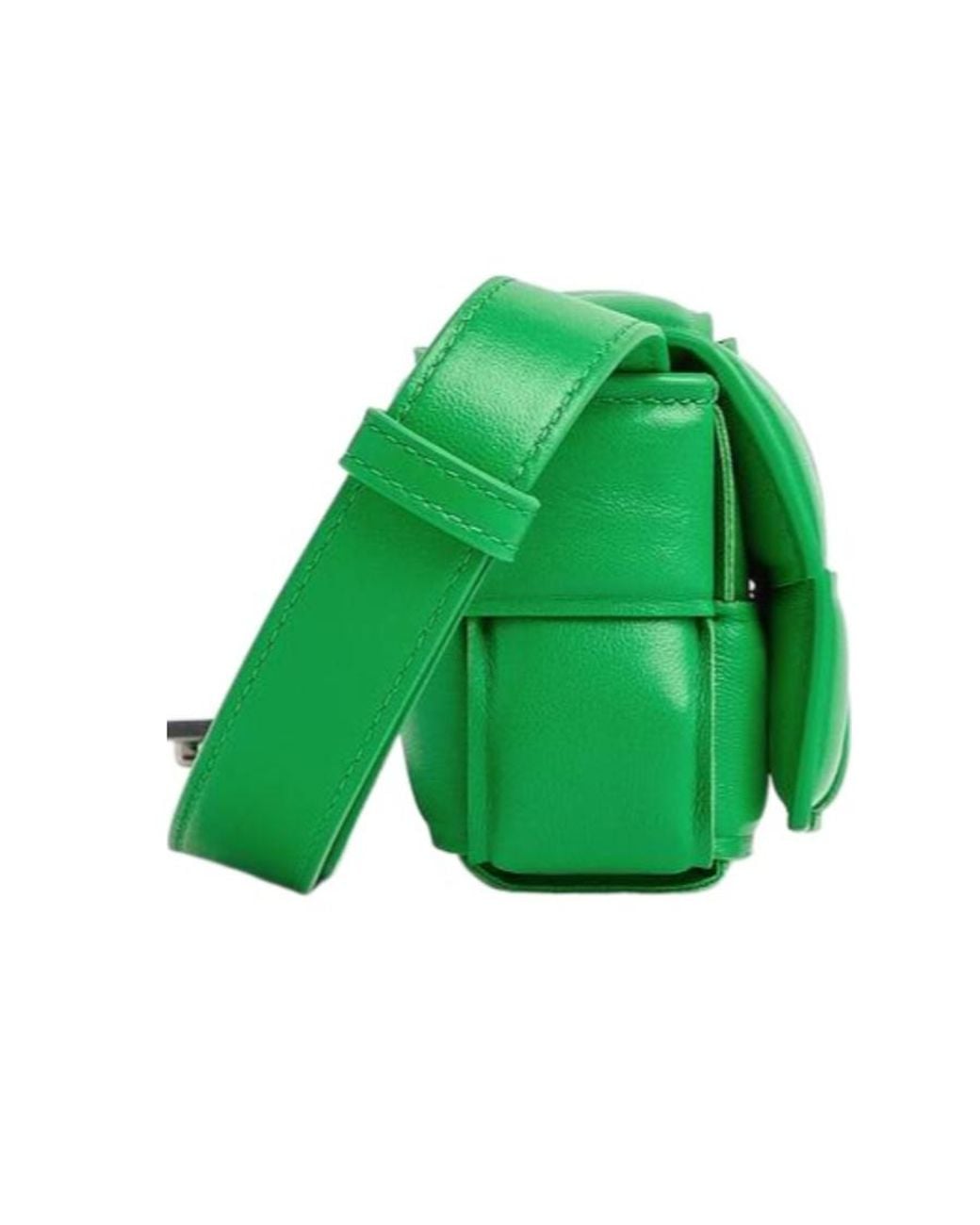 Bottega Veneta Green Woven Logo Detailed Padded Crossbody Bag for men