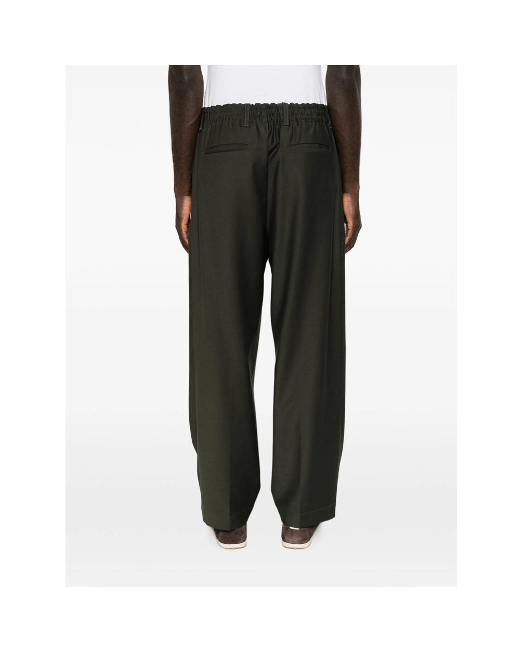 Myths Gray Pleated-Front Straight-Leg Trousers for men