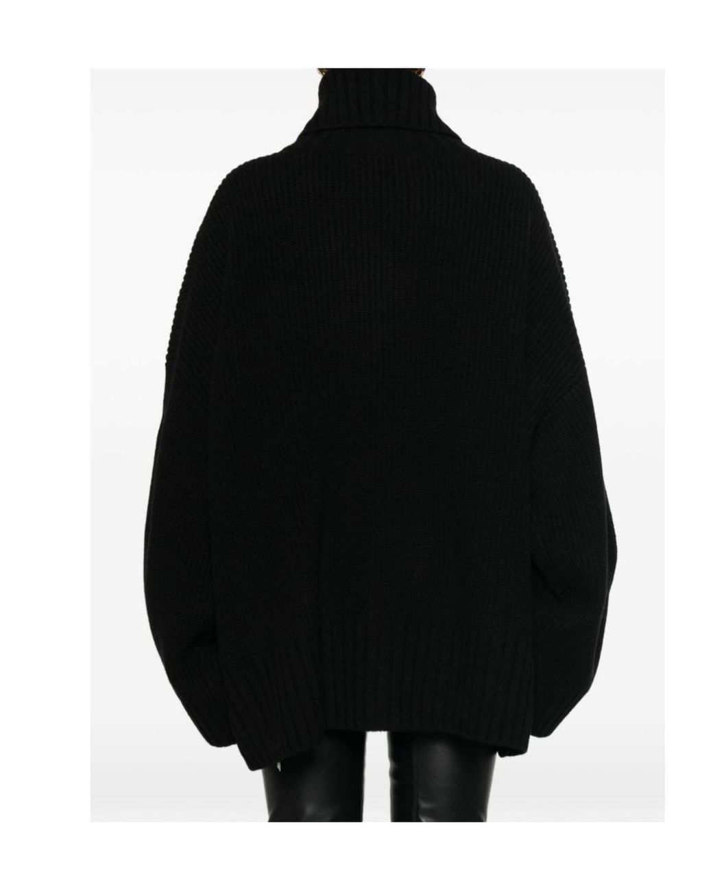Frankie Shop Black Ribbed-Knit Zip-Up Cardigan