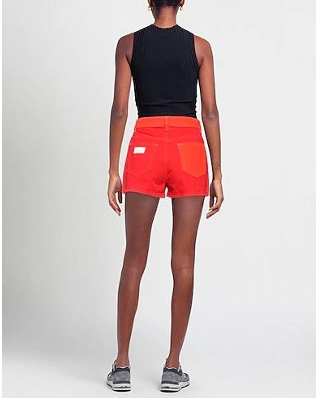 Ganni Red Denim Shorts