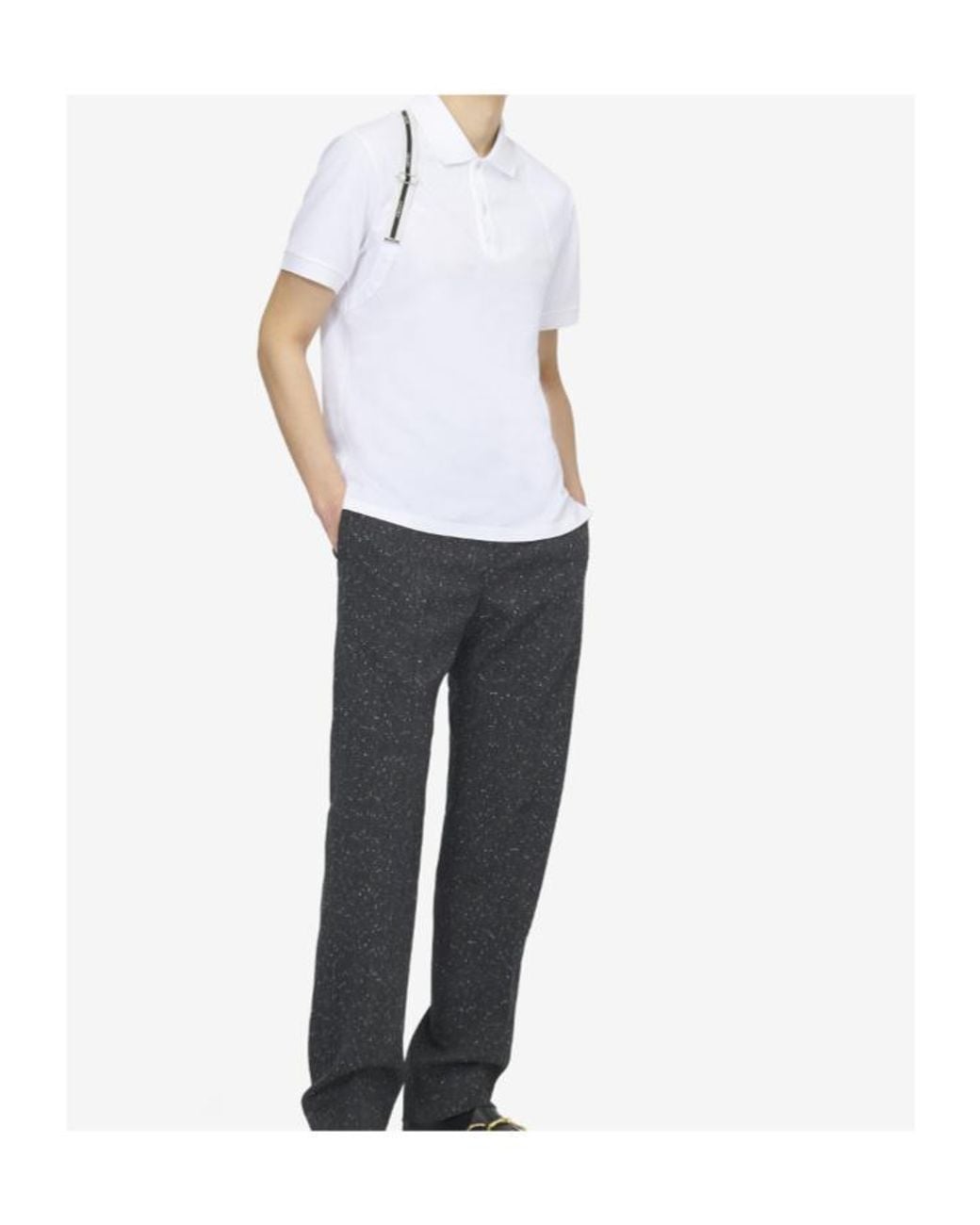 McQueen White Logo Strap Detail Polo Shirt for men