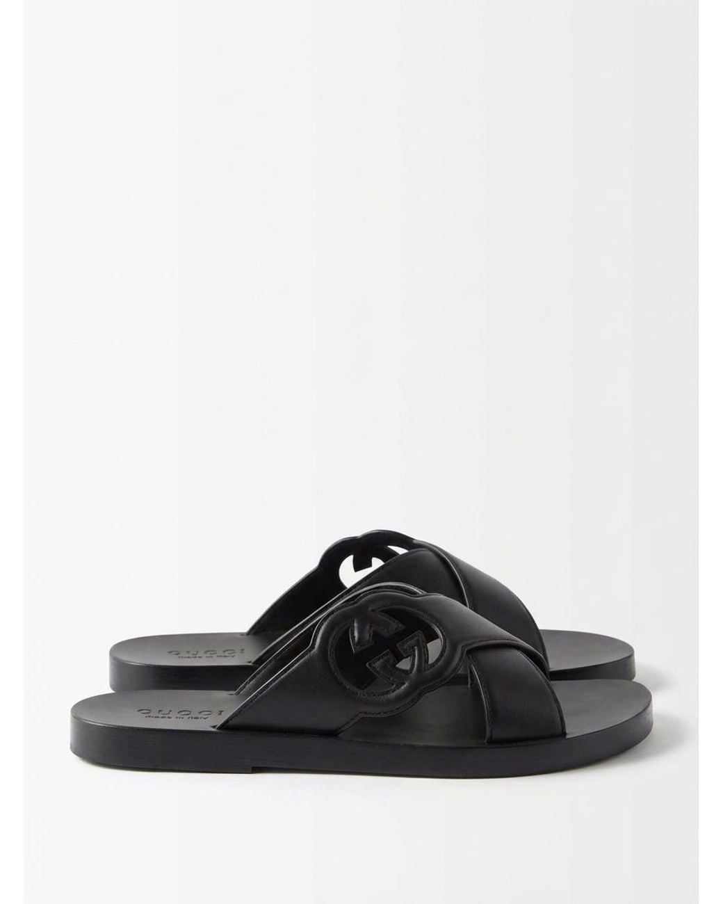 Gucci Cut-Out Logo Crossover Strapped Sandals for Men | Lyst
