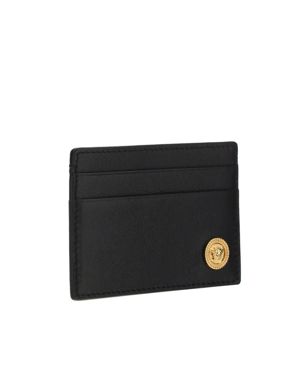 Versace Black Medusa Head Plaque Cardholder for men