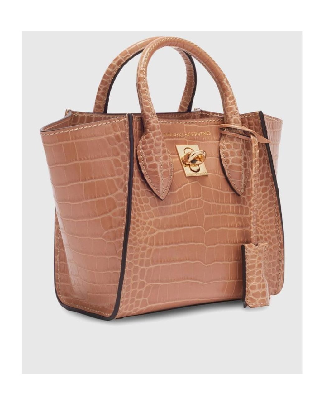 Ermanno Scervino Brown Double Handle Shoulder Bag