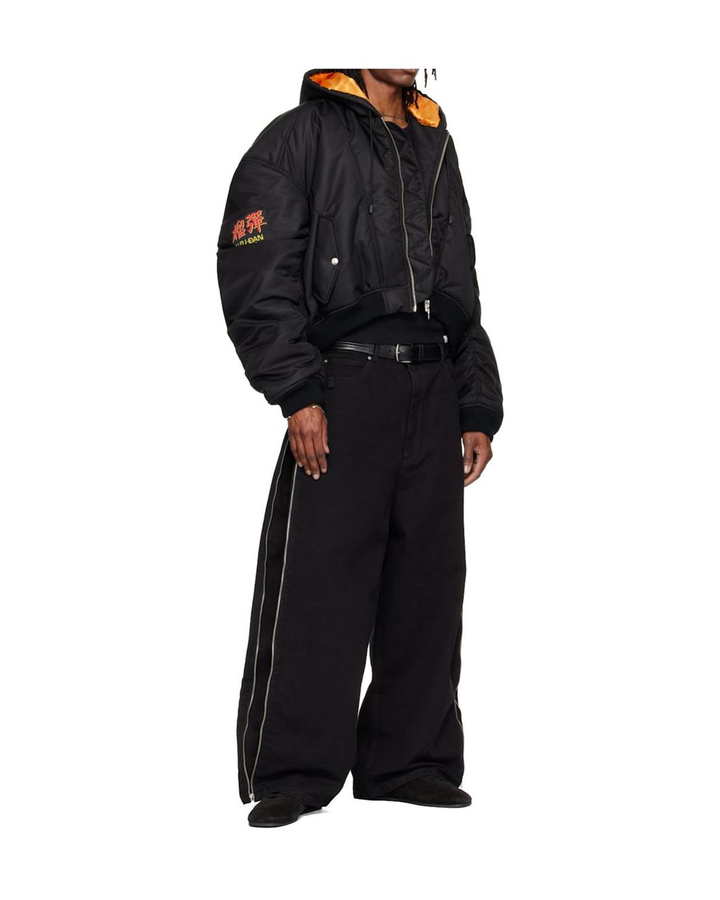 Lu'u Dan Black Side Zipper Jeans for men
