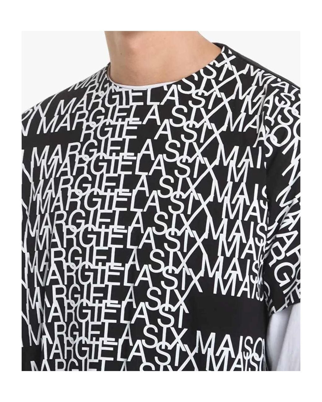MM6 by Maison Margiela Black Logo-Print Layered T-Shirt for men