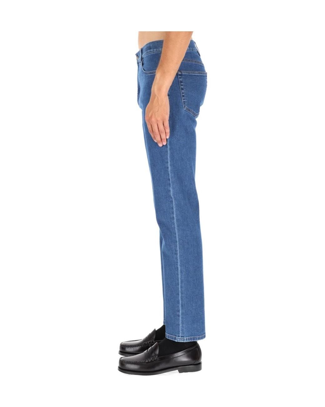 Zegna Blue Logo Patch Straight Leg Jeans for men