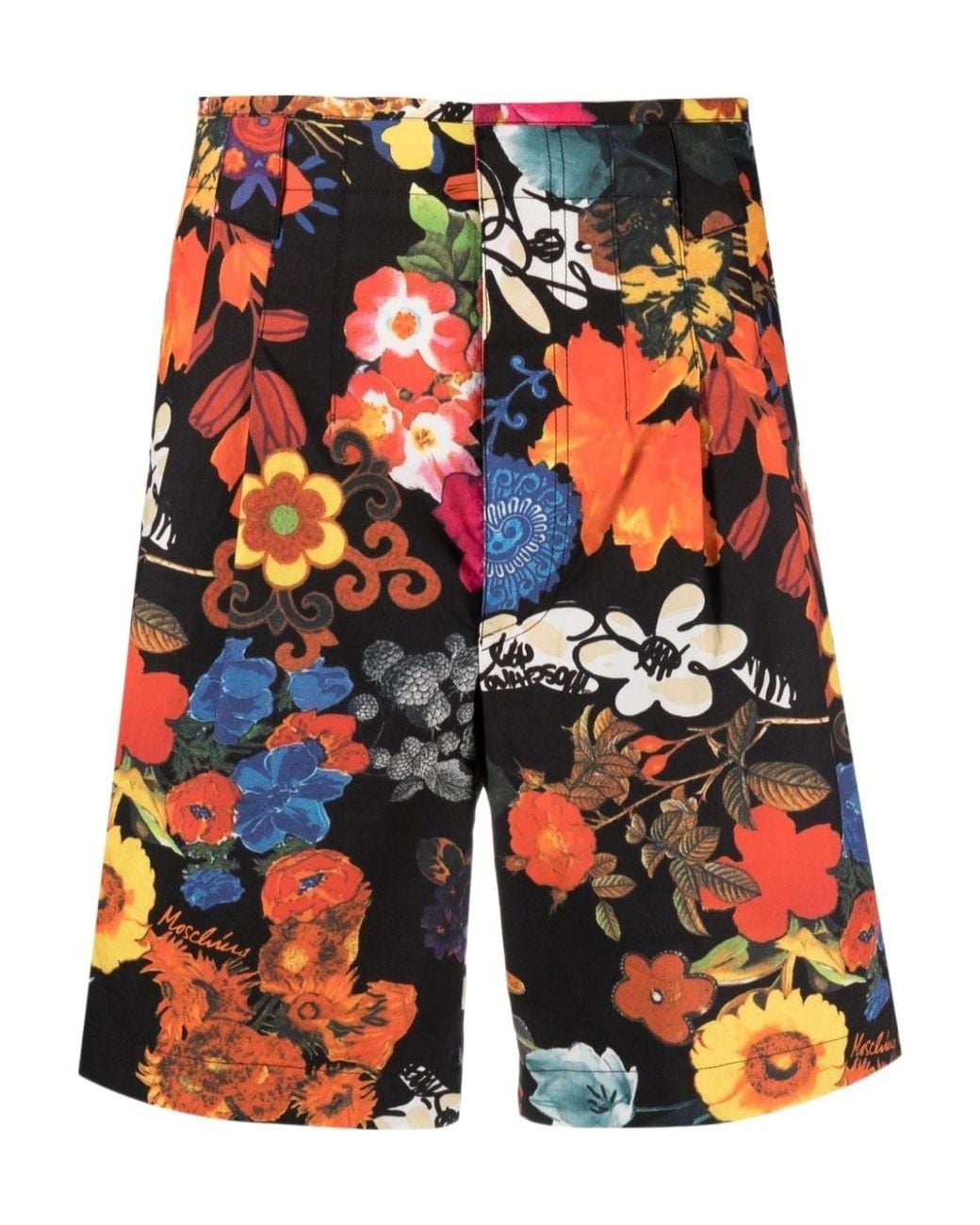 Moschino Orange Floral-Printed Shorts for men