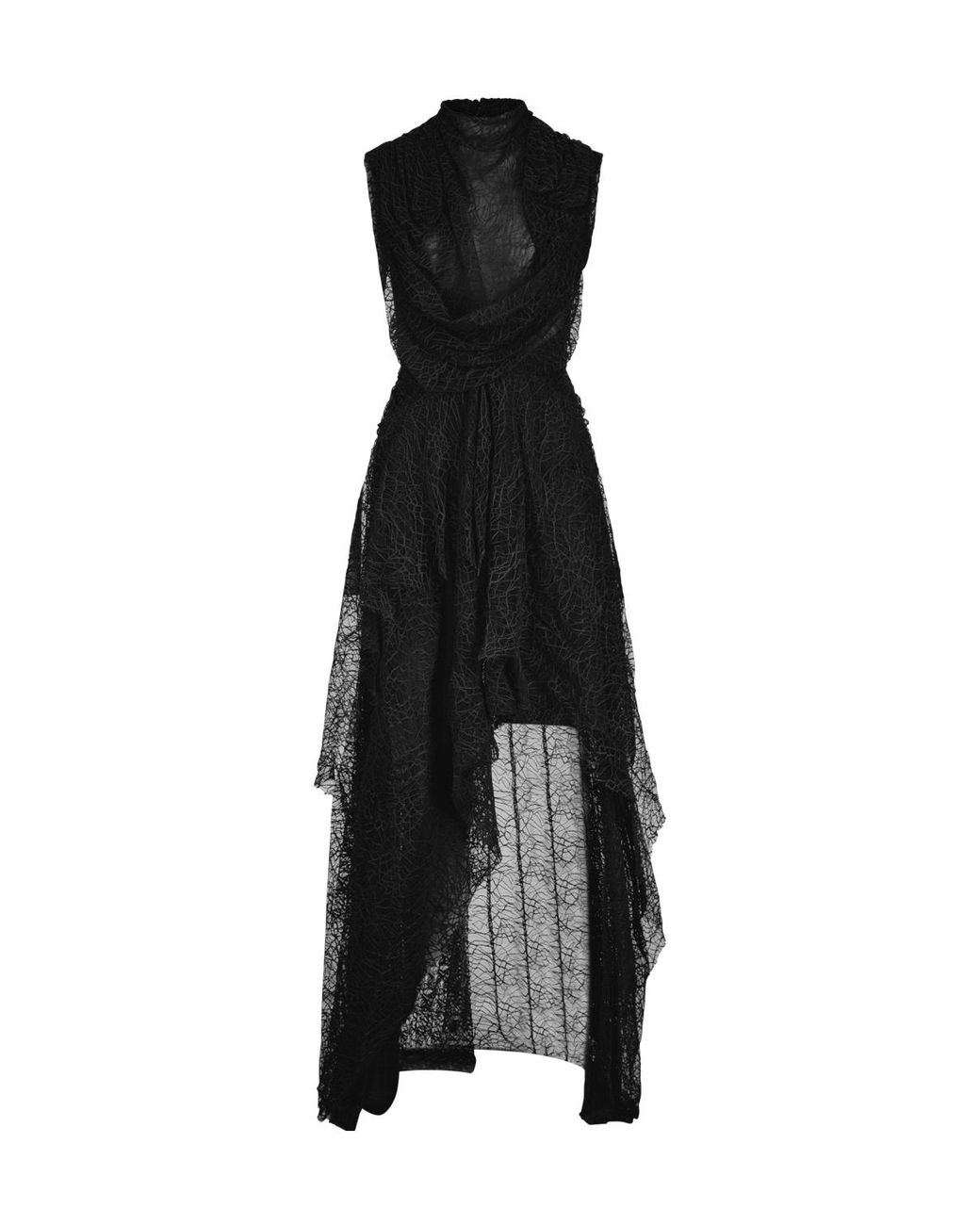 McQueen Black Asymmetric Sleeveless Midi Dress