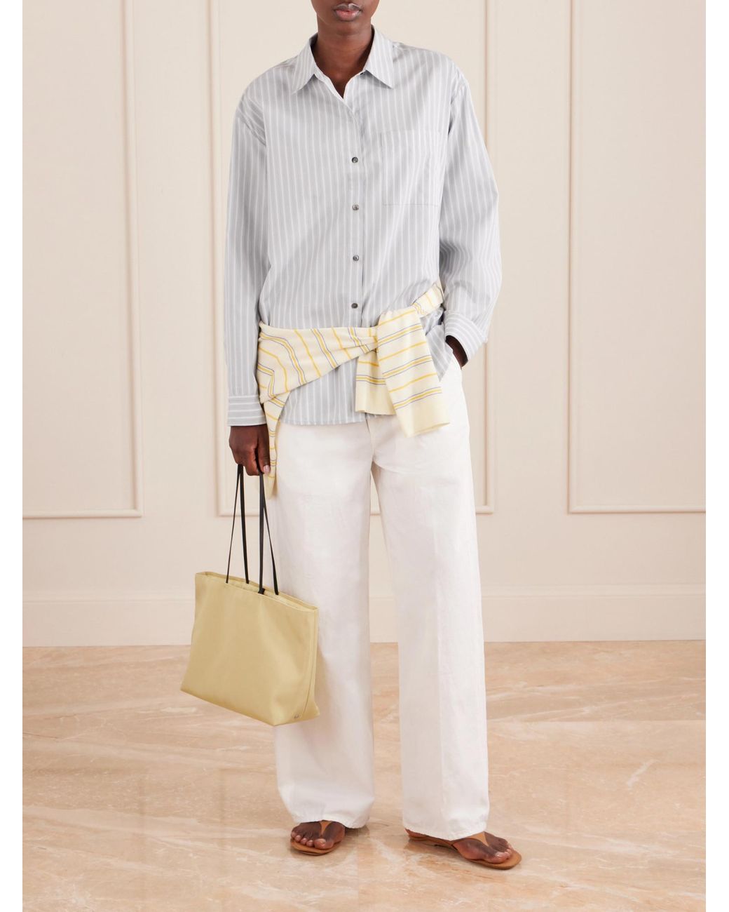 Leset White Striped Cotton-Blend Shirt