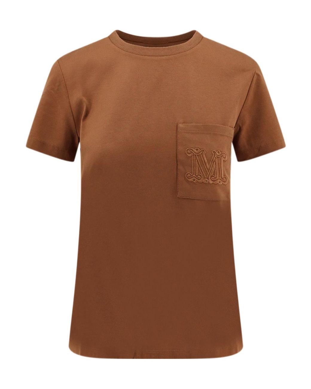 Max Mara Brown Papaia Logo Embroidered Crewneck T-Shirt