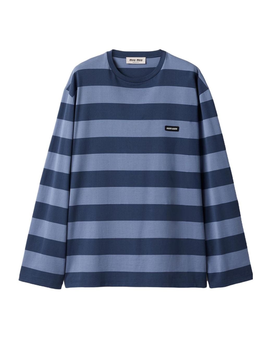 Miu Miu Blue Long-Sleeved Striped T-Shirt
