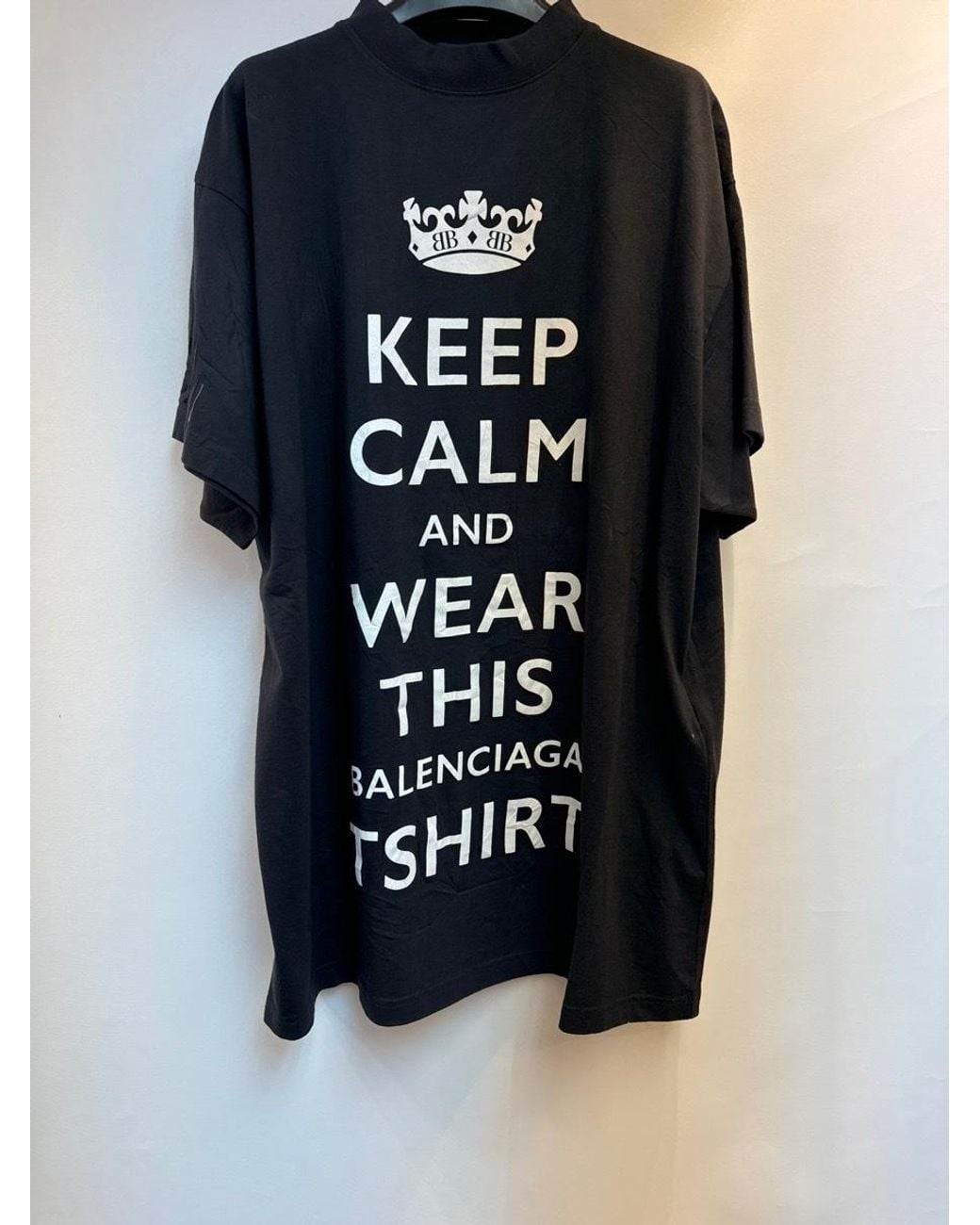 Balenciaga Black Keep Calm Washed Oversized T-Shirt for men