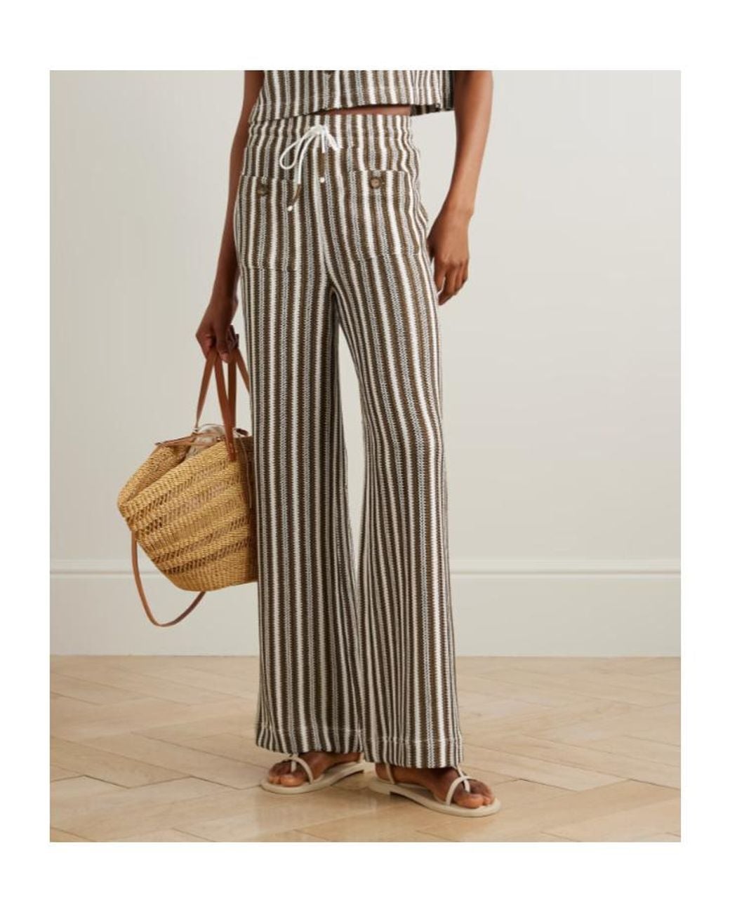 Veronica Beard White Drawstring Elastic Waist Casual Pants