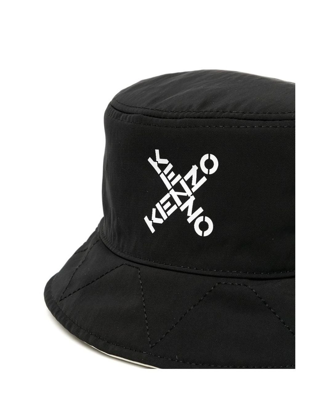 KENZO Black Logo Reversible Bucket Hat for men