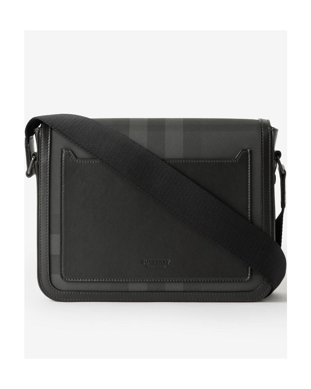 Burberry Black Small Alfred Checked Messenger Bag for men
