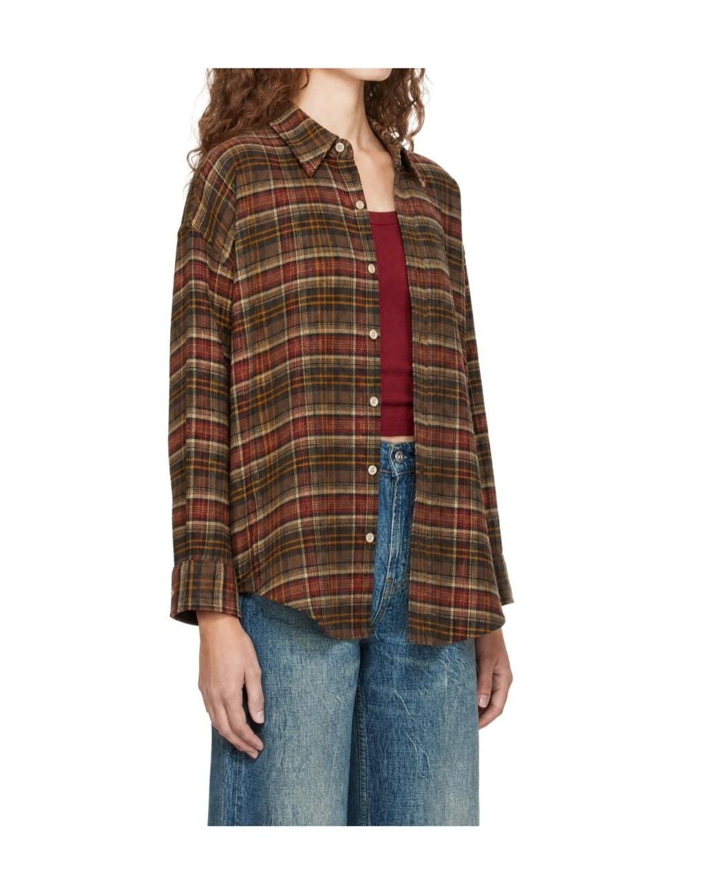 R13 Brown Dropped-Neck Shirt
