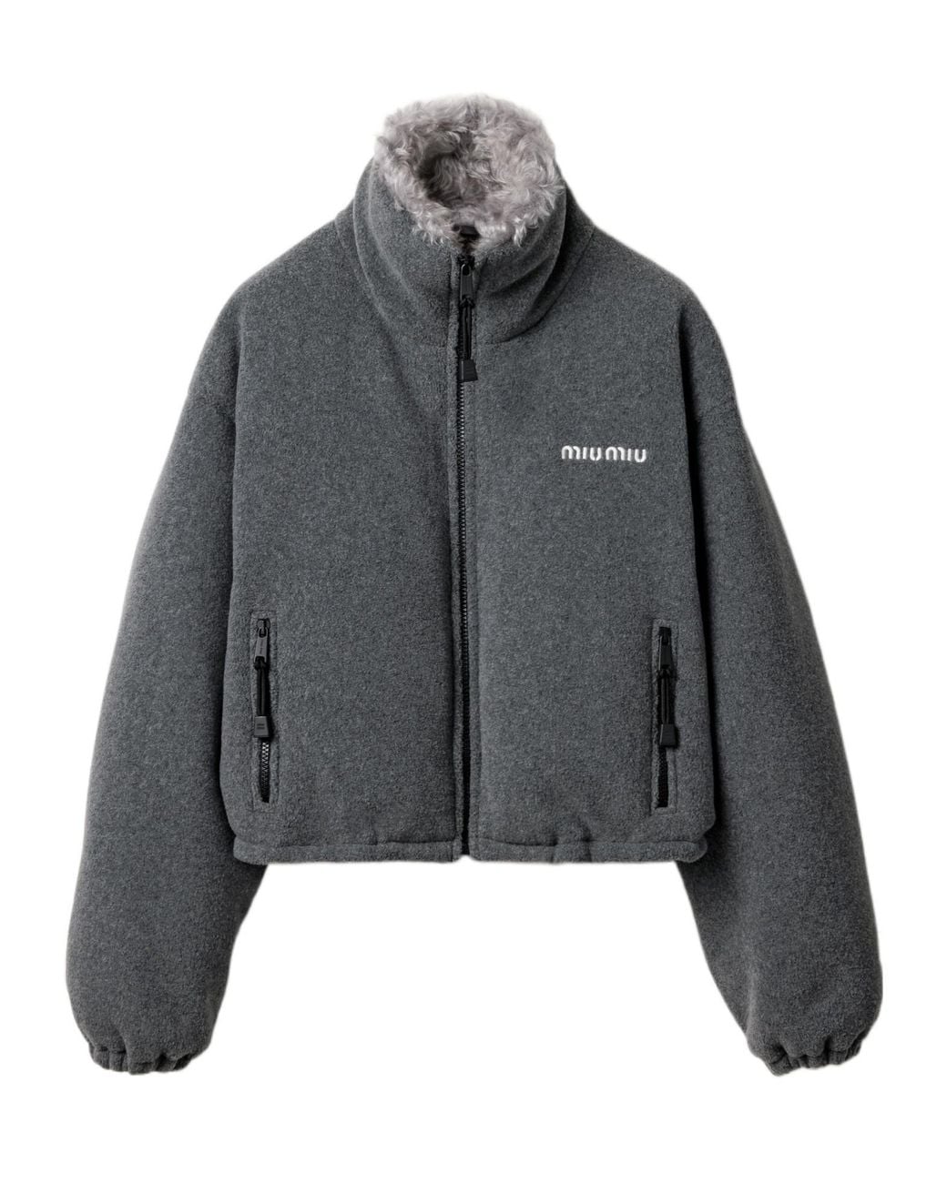 Miu Miu Gray Fleece Down Jacket