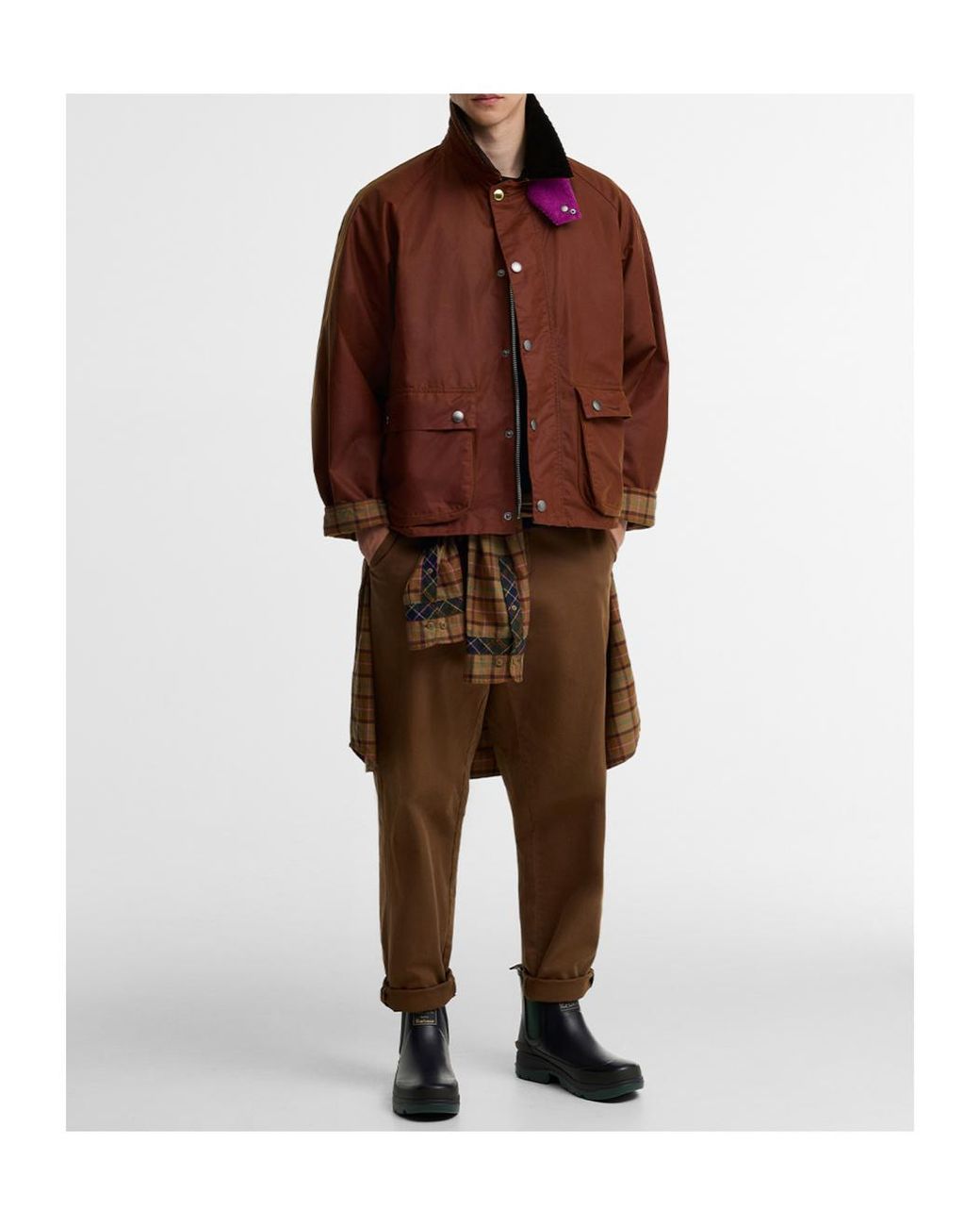 Barbour Brown X Paul Smith Key Transport Waxed Jacket for men
