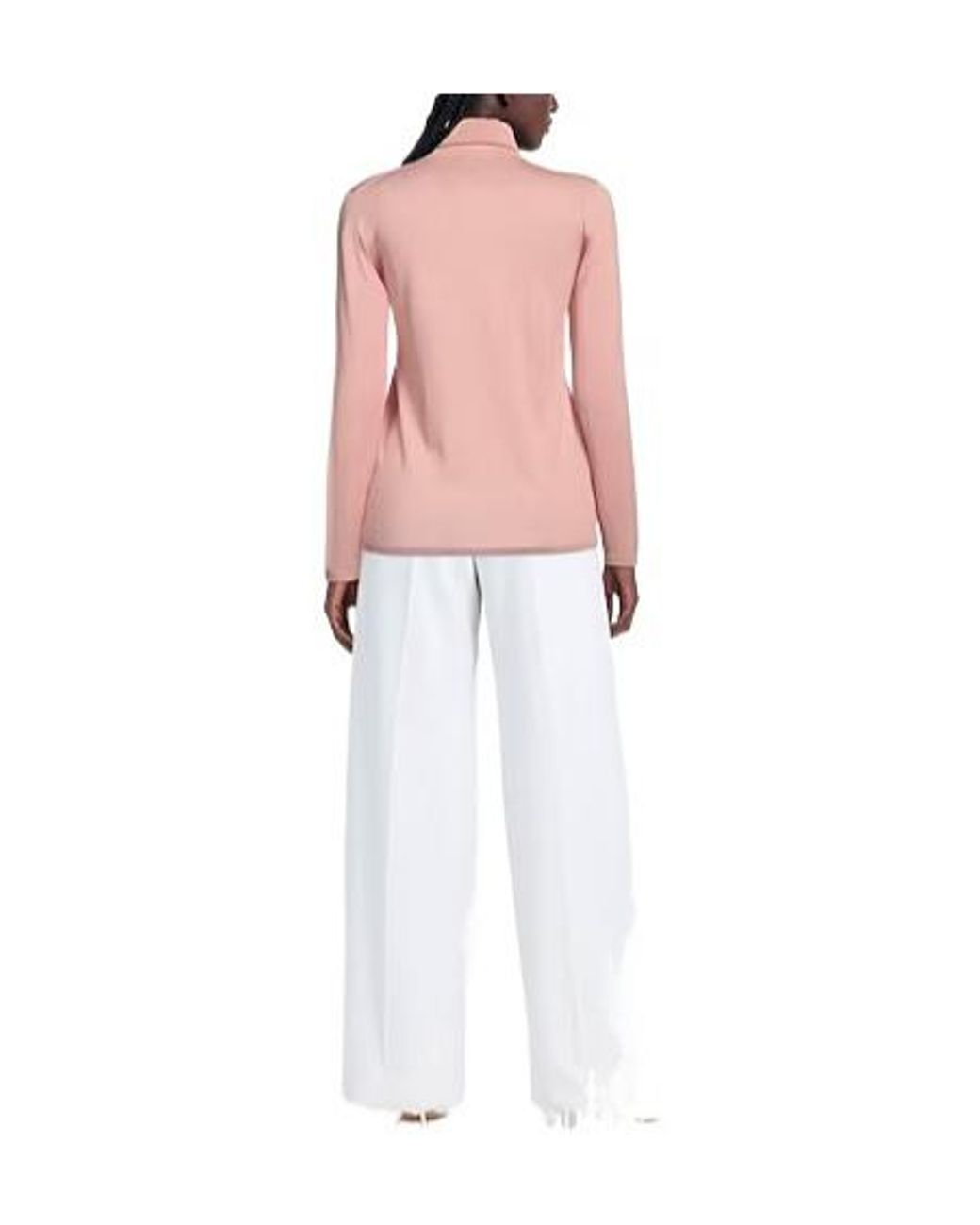 Max Mara Pink Solid Wool Turtleneck Knit Top