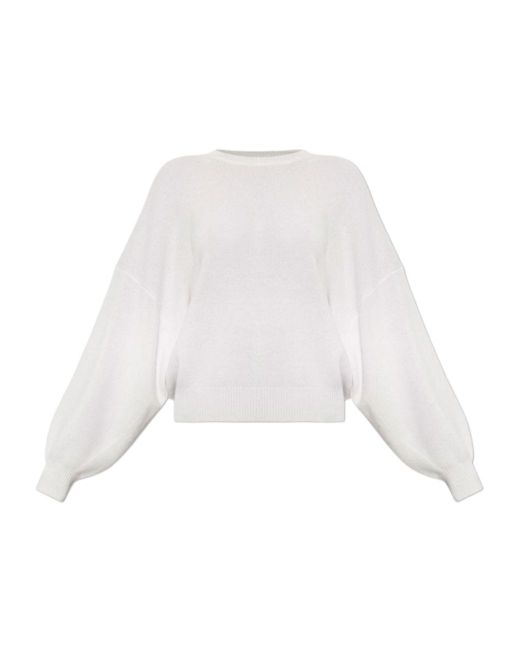 Lisa Yang White Veira Balloon-Sleeve Knitted Sweater