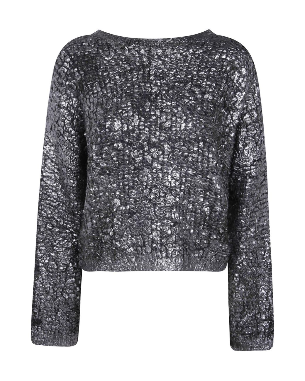 Avant Toi Gray Crew Neck Plush Knit Pullover