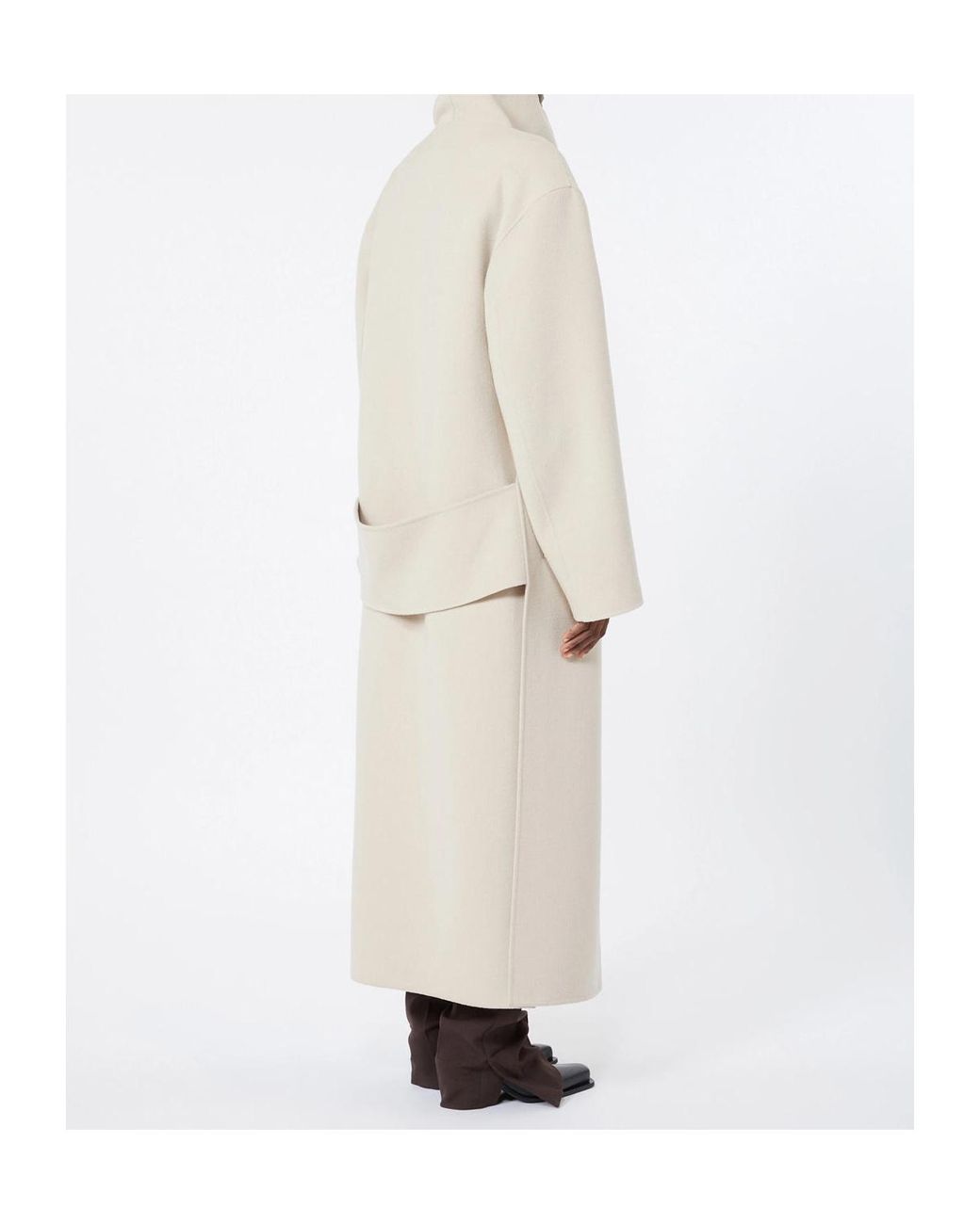 Sportmax White Long Pure Wool Coat