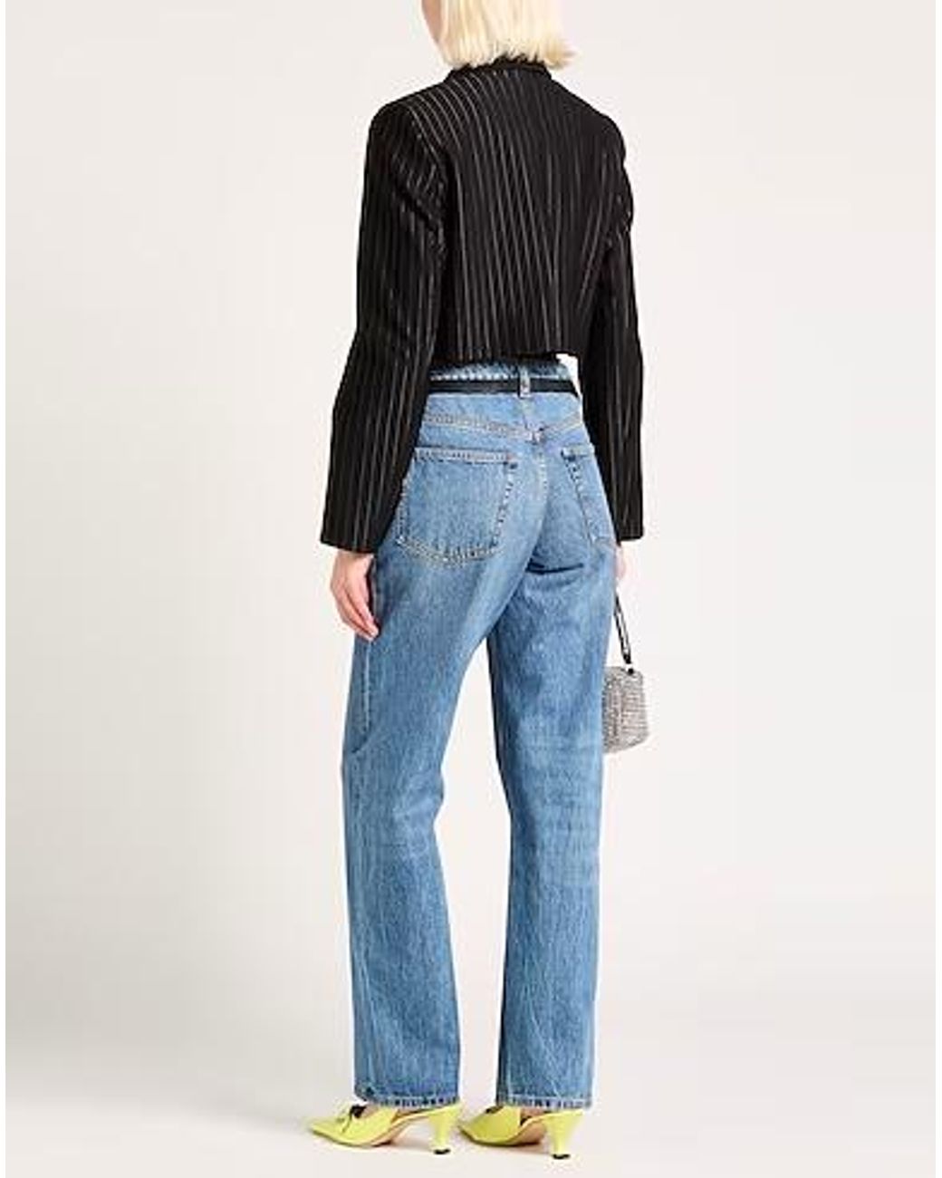 Ganni Black Slim-Fit Striped Coat