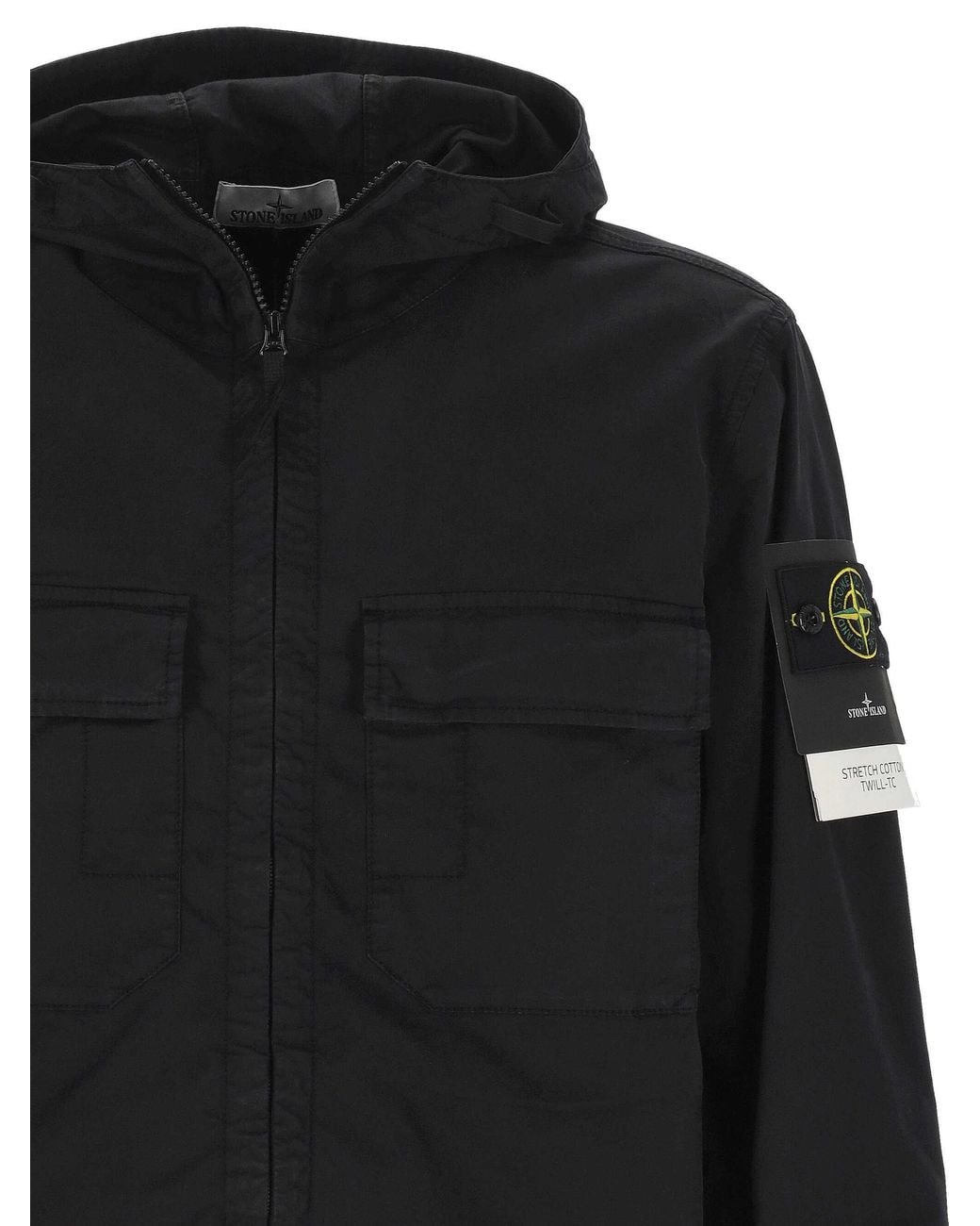 Stone Island Black Zip-Up Hooded Jacket for men