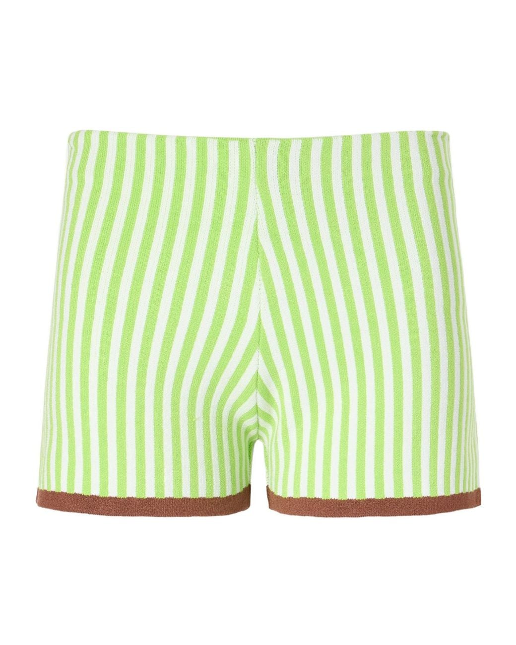 Haight Green Bella Striped Cotton-Blend Shorts