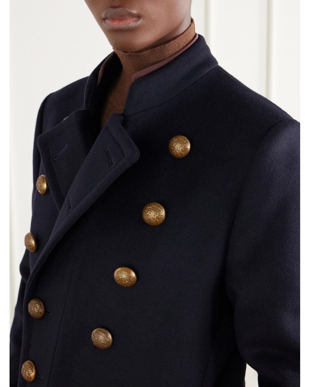 Etro Blue Double-Breasted Felted Wool-Blend Coat