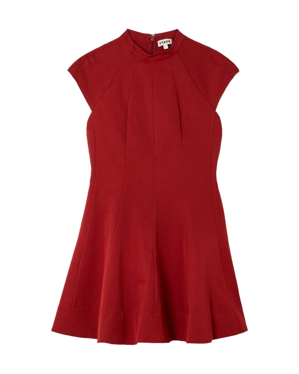 Staud Red Ellie Paneled Cotton-Blend Faille Mini Dress
