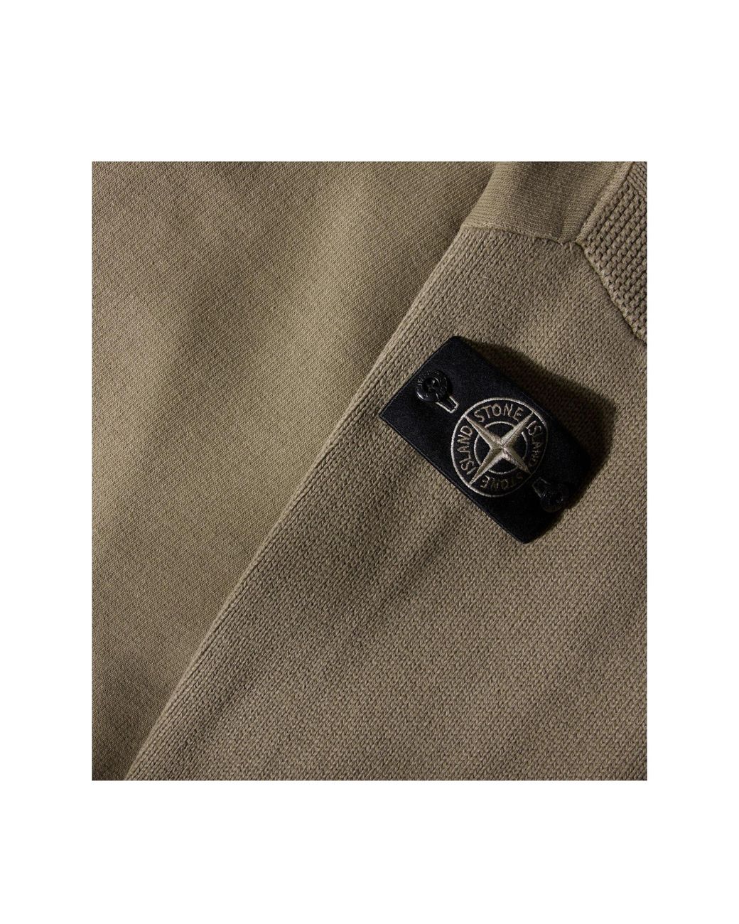 Stone Island Green Halfzip Hooded Sweatshirt for men