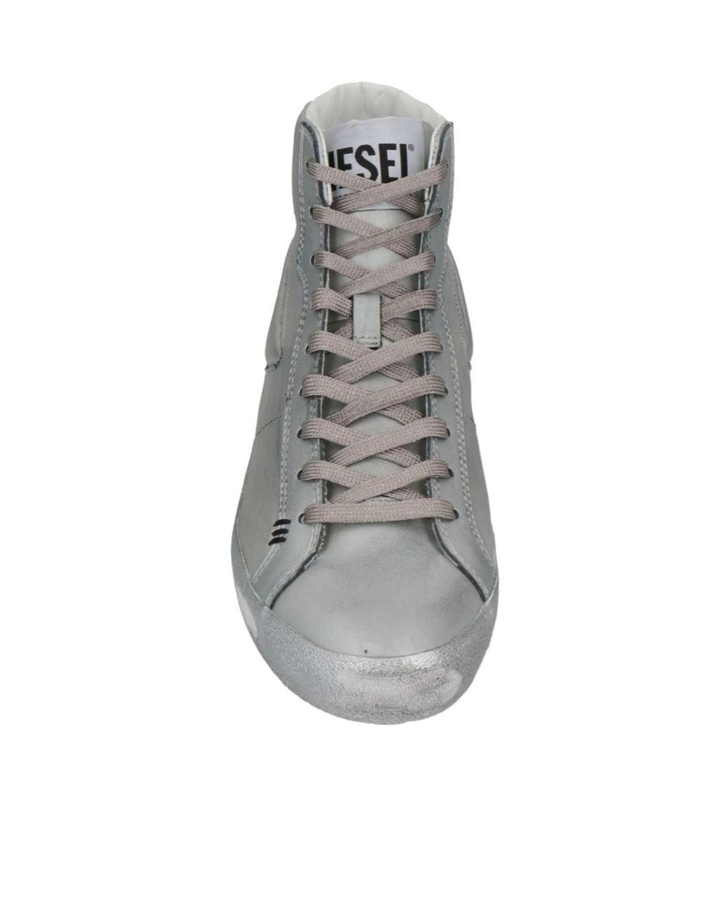 DIESEL White Metal High-Top Casual Shoes