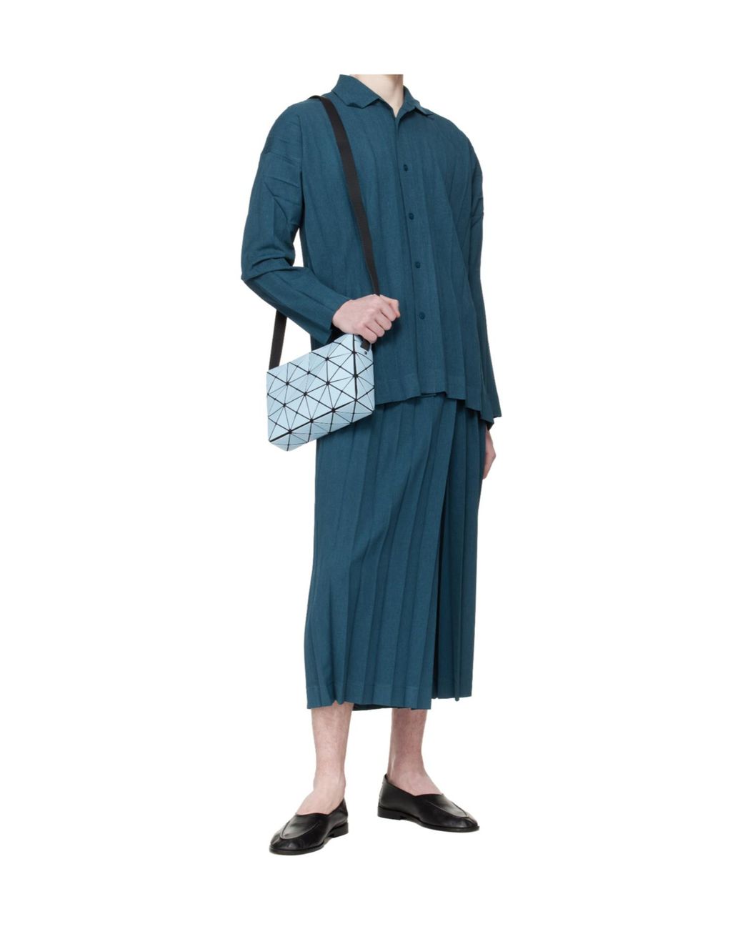 Homme Plissé Issey Miyake Blue Edge Ensemble Pleated Shirt for men